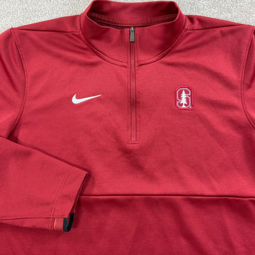 Nike Stanford Cardinal Pullover Mens Medium Red Dri-FIT 1/4 Zip AR9482-613